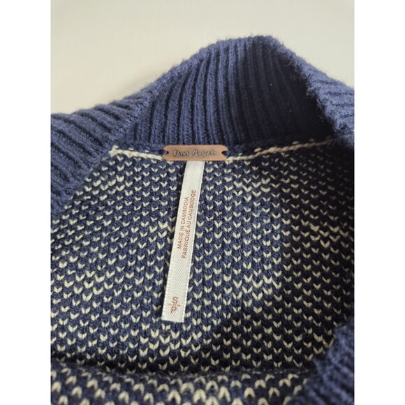 Free People Cropped Sweater Women's Size S Blue Easy Street Patterned Boxy (52) - Picture 12 of 12